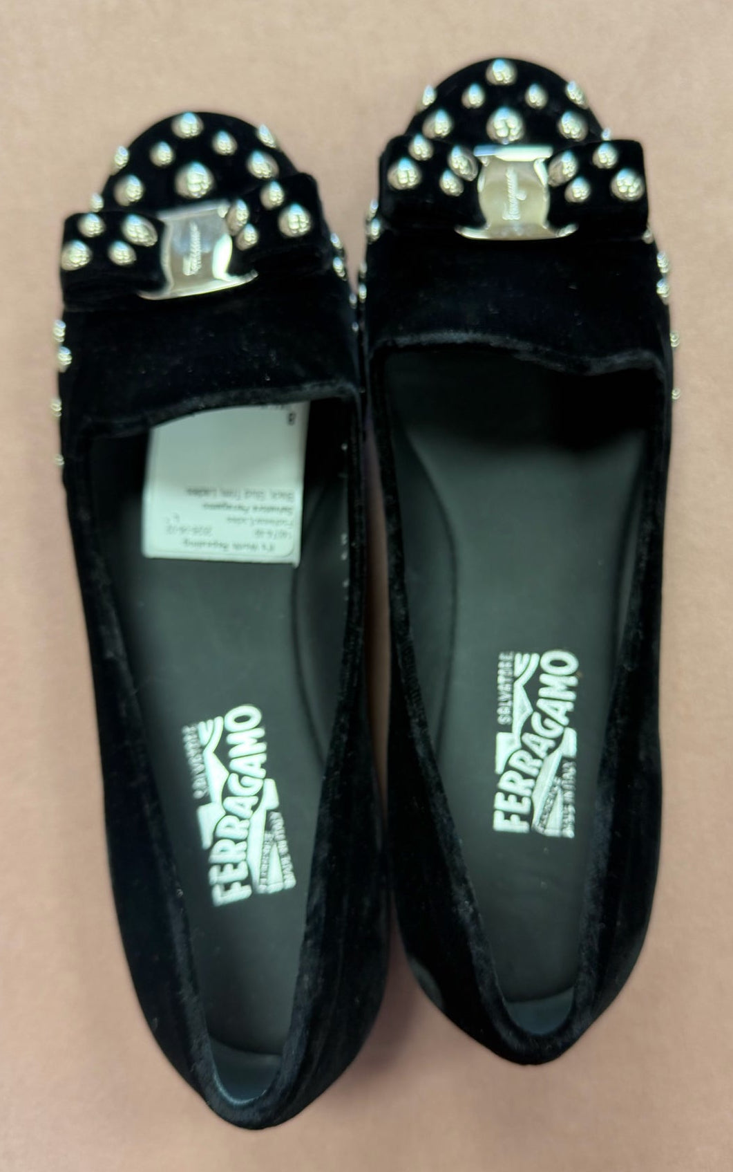 Salvatore Ferragamo Black Stud Trim Ladies Footwear/Ladies
