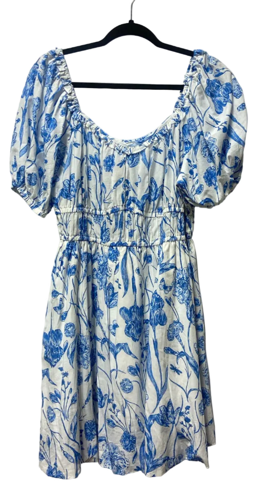 Size L H & M Blue White Floral Ladies Dress