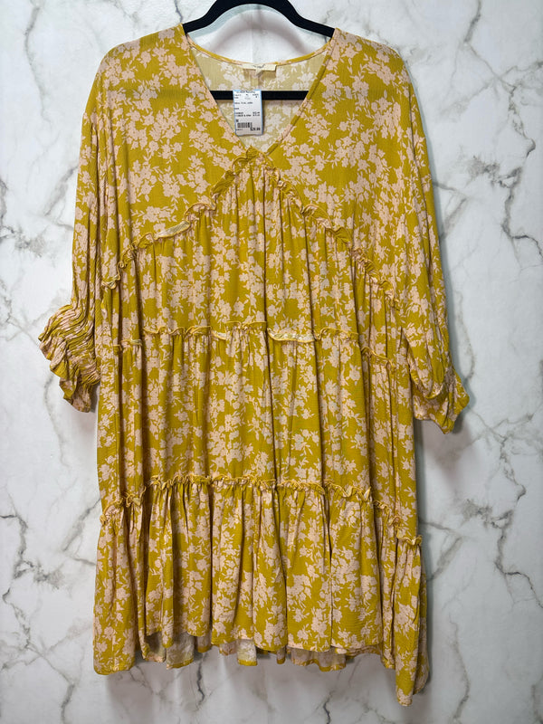 Size M Yellow Floral Ladies Dress