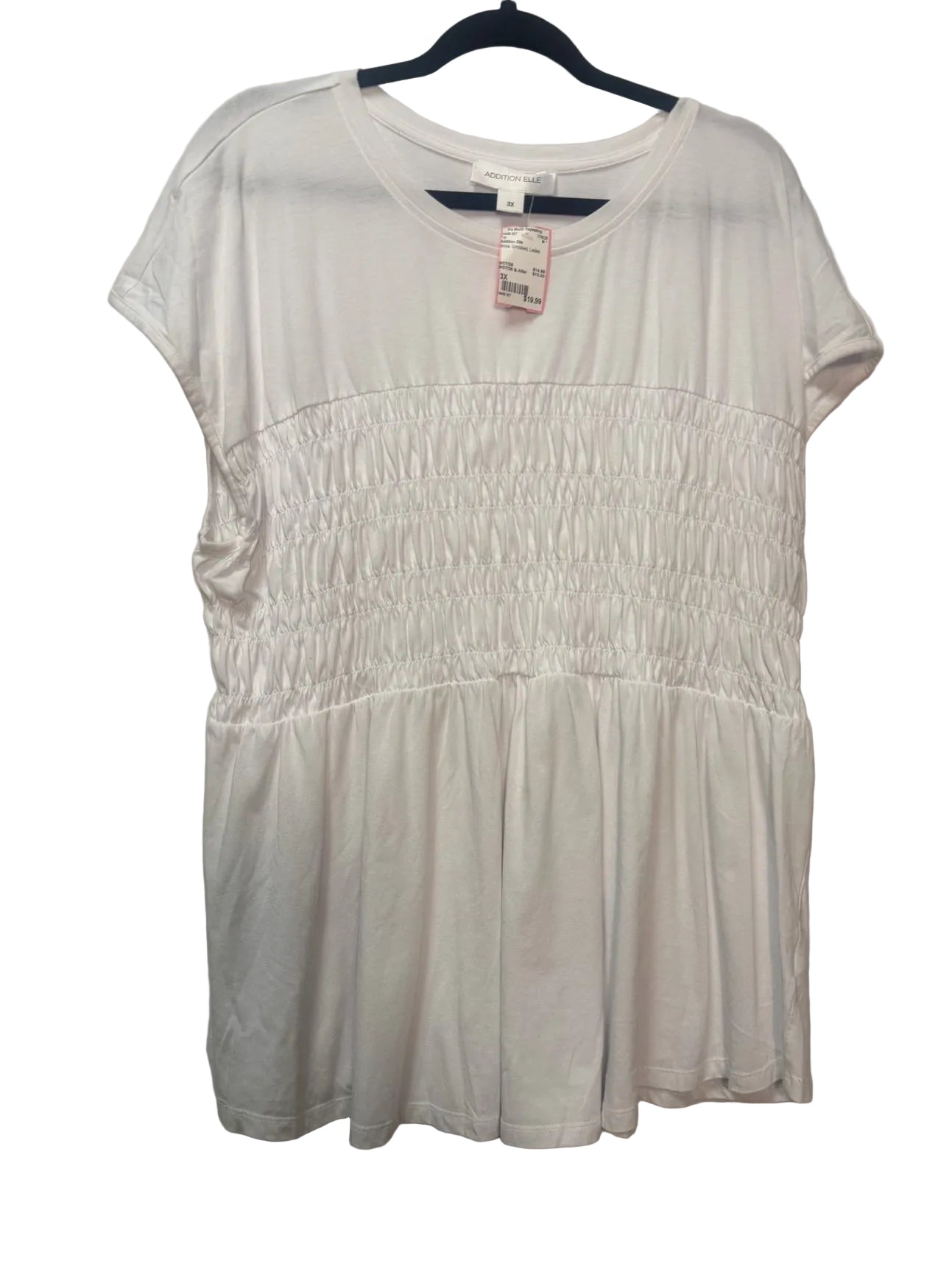 Size 3X Addition Elle White Smocked Ladies Top