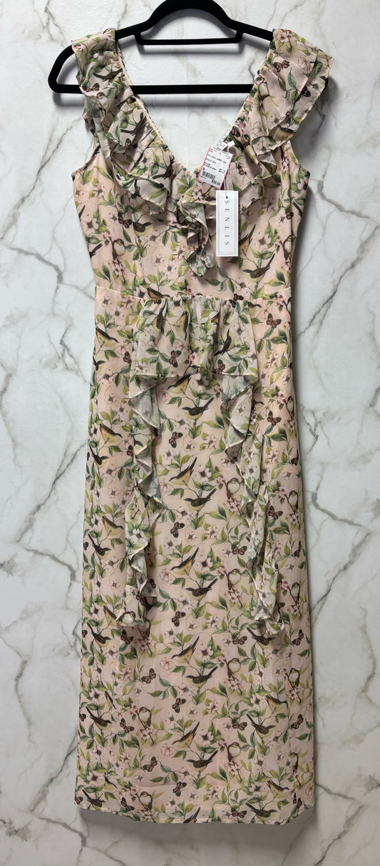 Size S Pink Green Birds Ladies Dress
