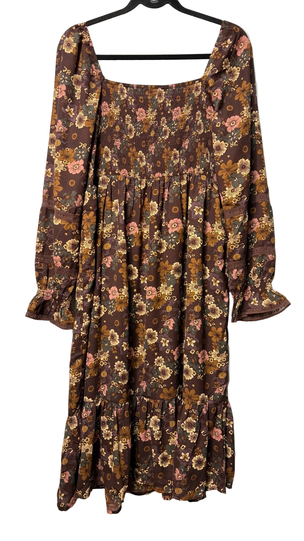 Size XL DEX Plum Brown Floral Ladies Dress