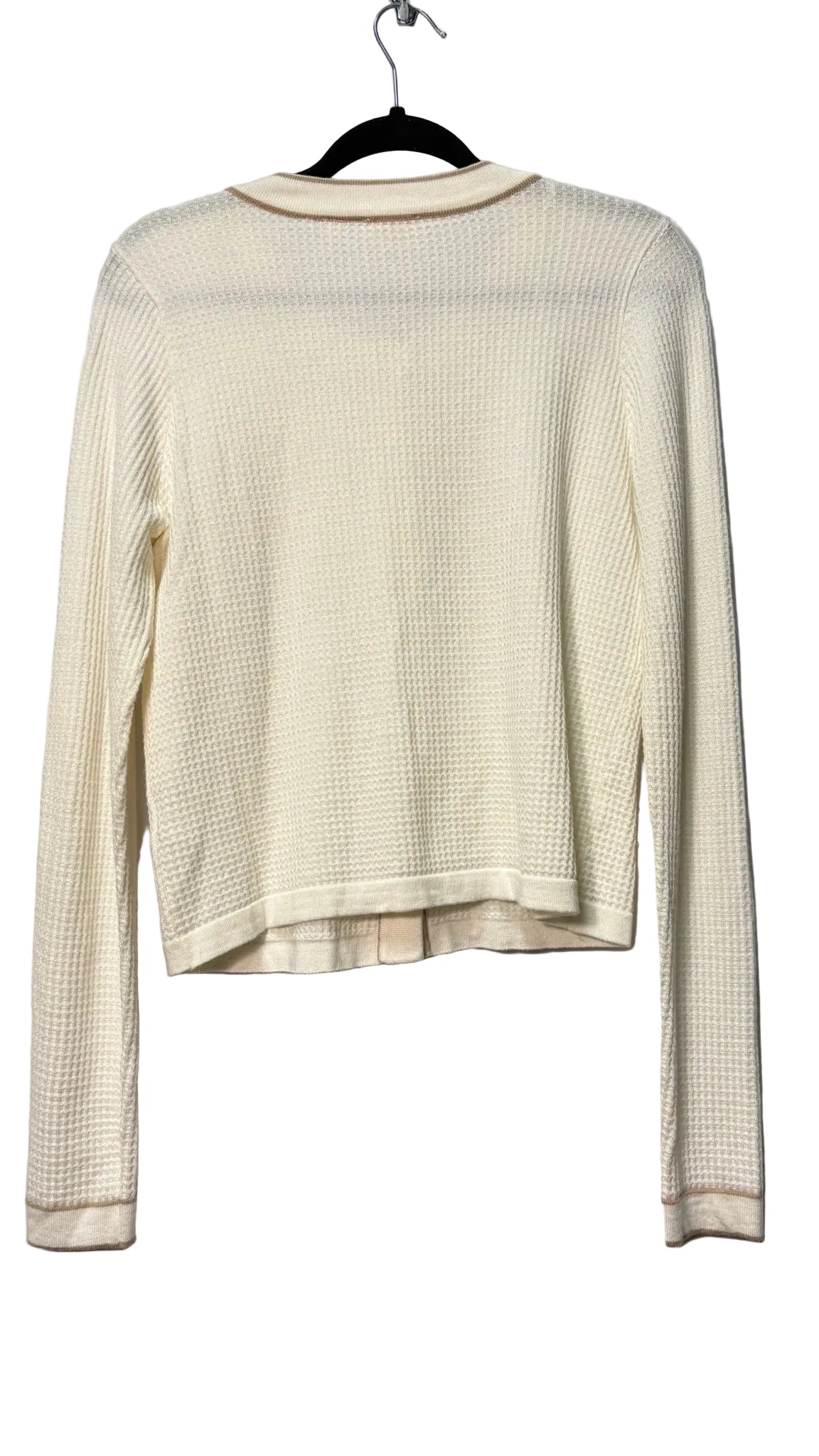 Size S Cyrus White Brown Waffle Ladies Top