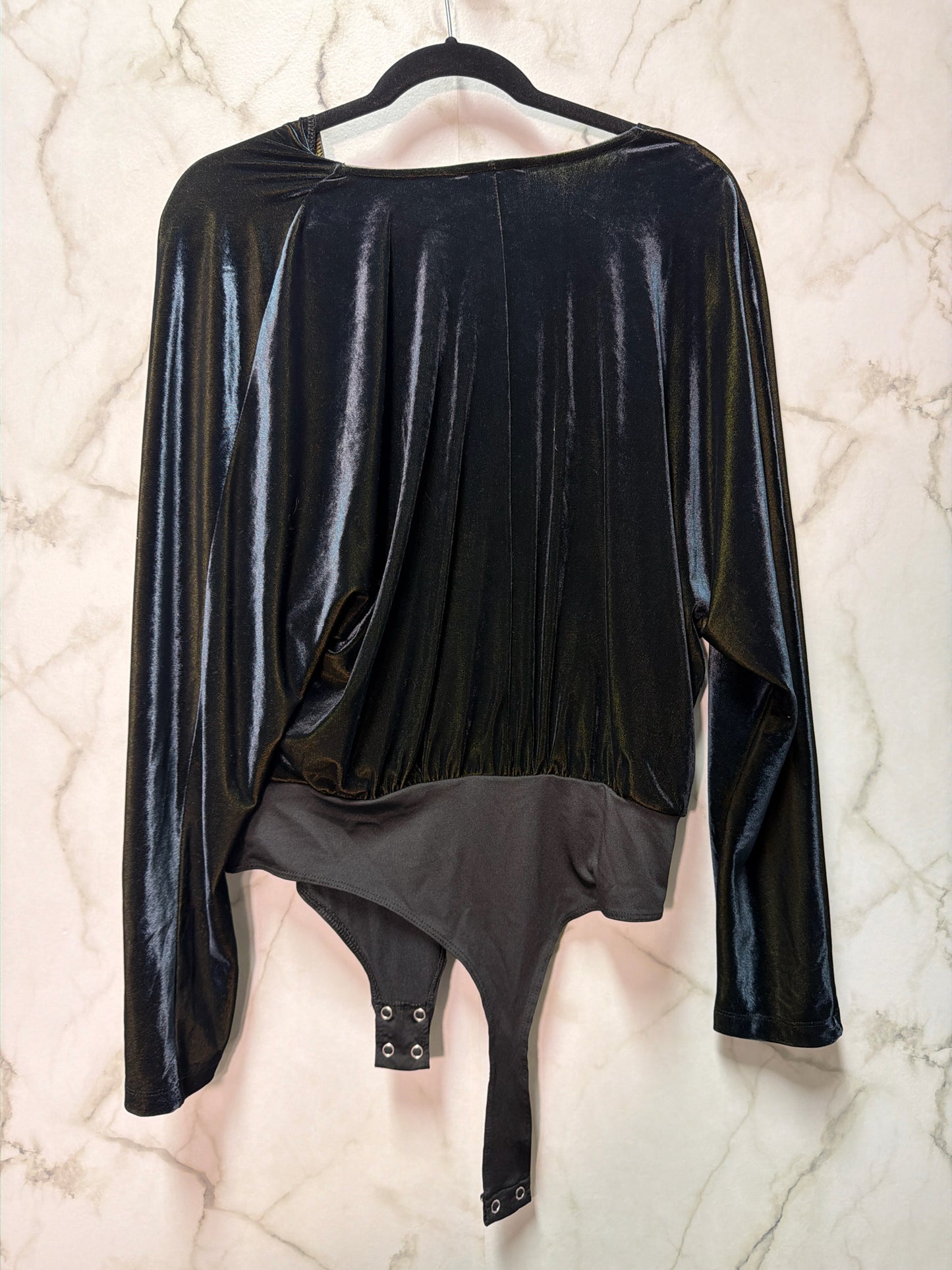 Size L Dynamite Black green  Brand New Velour Women's Bodysuit