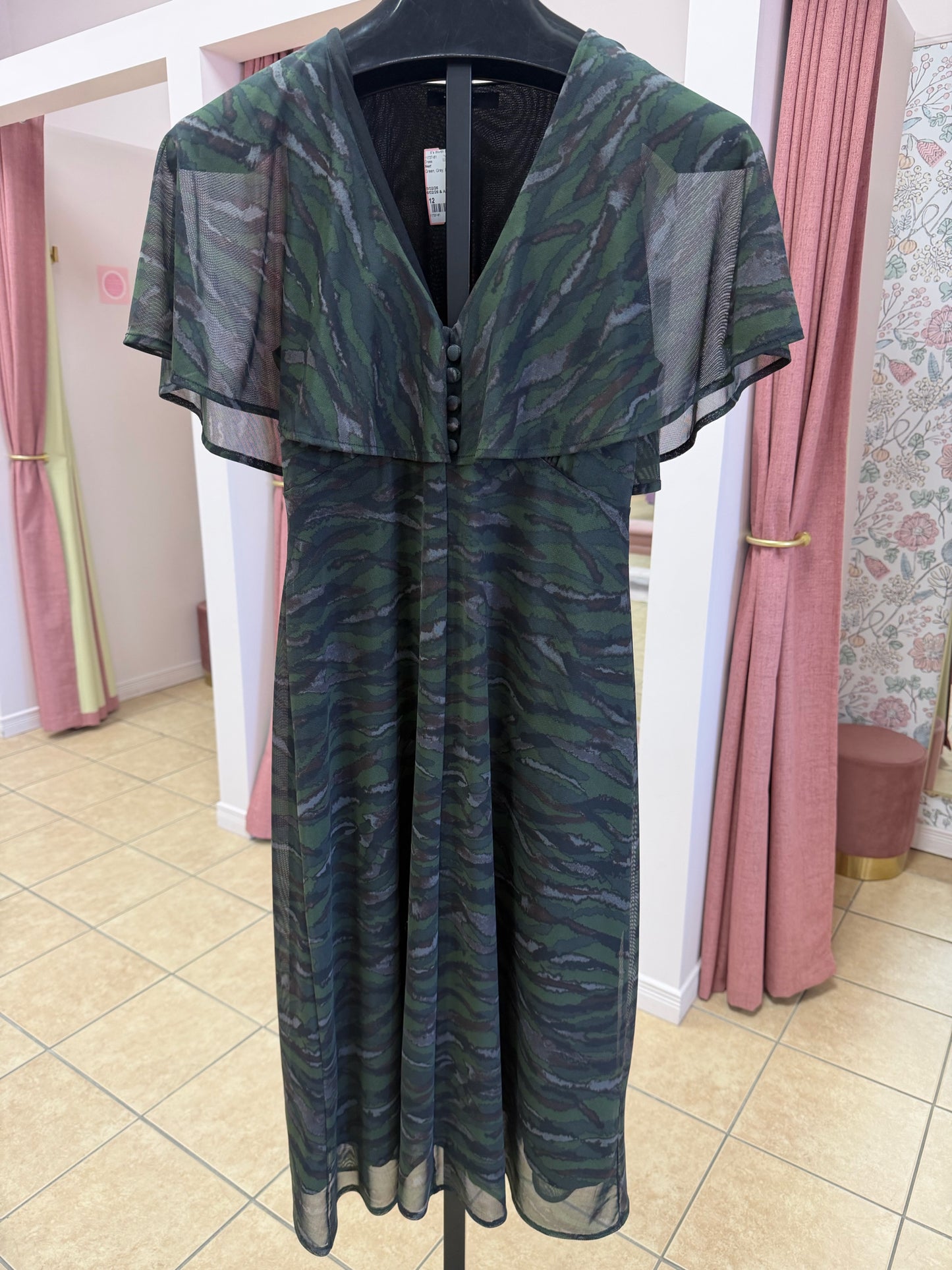 Size 12 Next Green Grey Ladies Dress