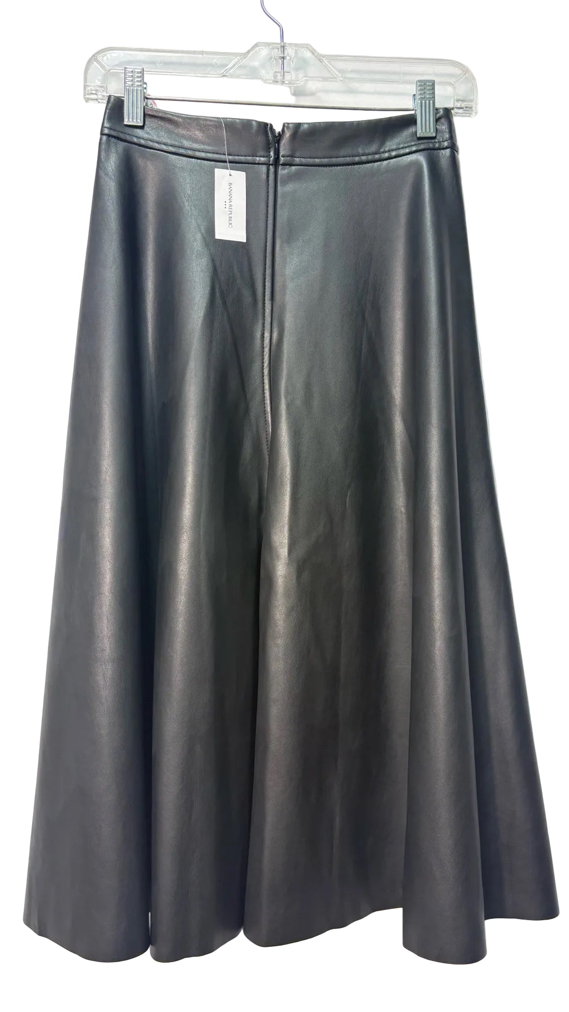 Size 00 Banana Republic Black Brand New Vegan Leather Ladies Skirt