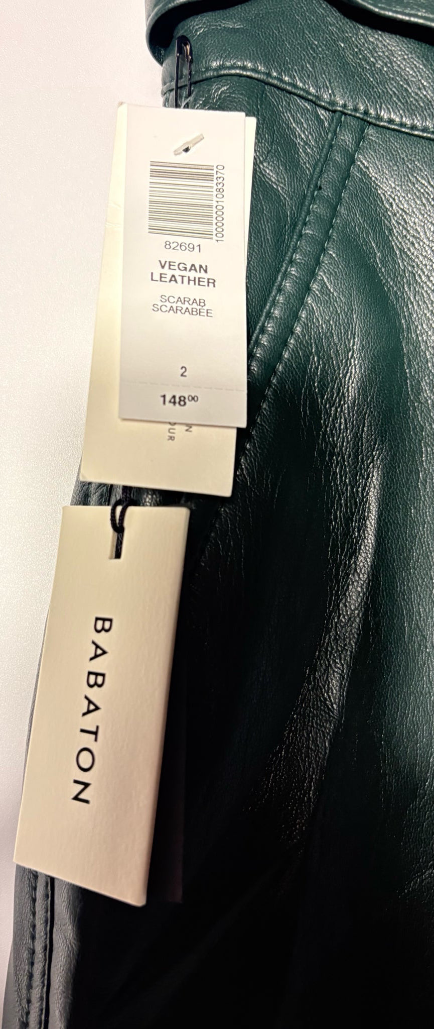Size 2 Babaton Forest Green Vegan Leather Ladies Pants