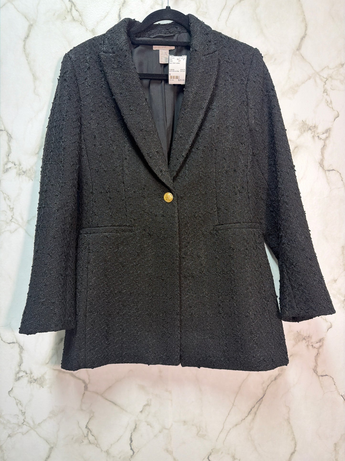 Size S H & M Black Gold Ladies Blazer