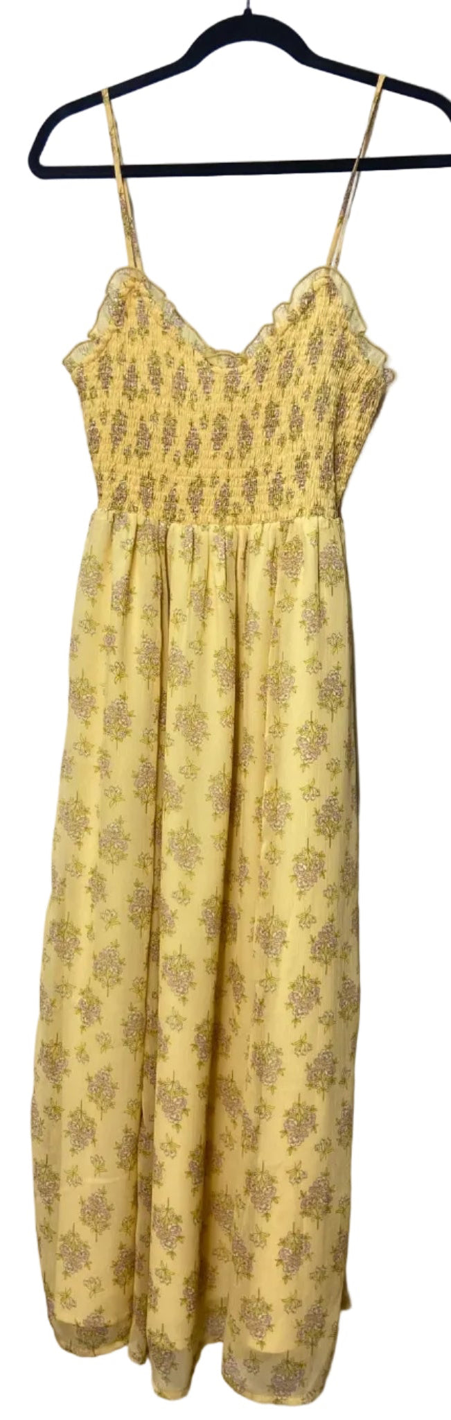 Size S Patrons of Peace Yellow Floral Ladies Dress