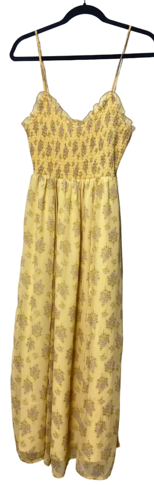 Size S Patrons of Peace Yellow Floral Ladies Dress