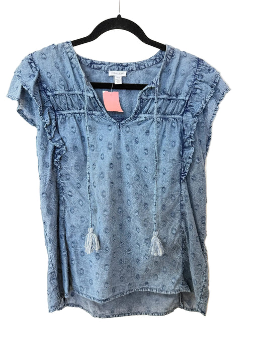 Size M Tribal Blue Tassle Ladies Top