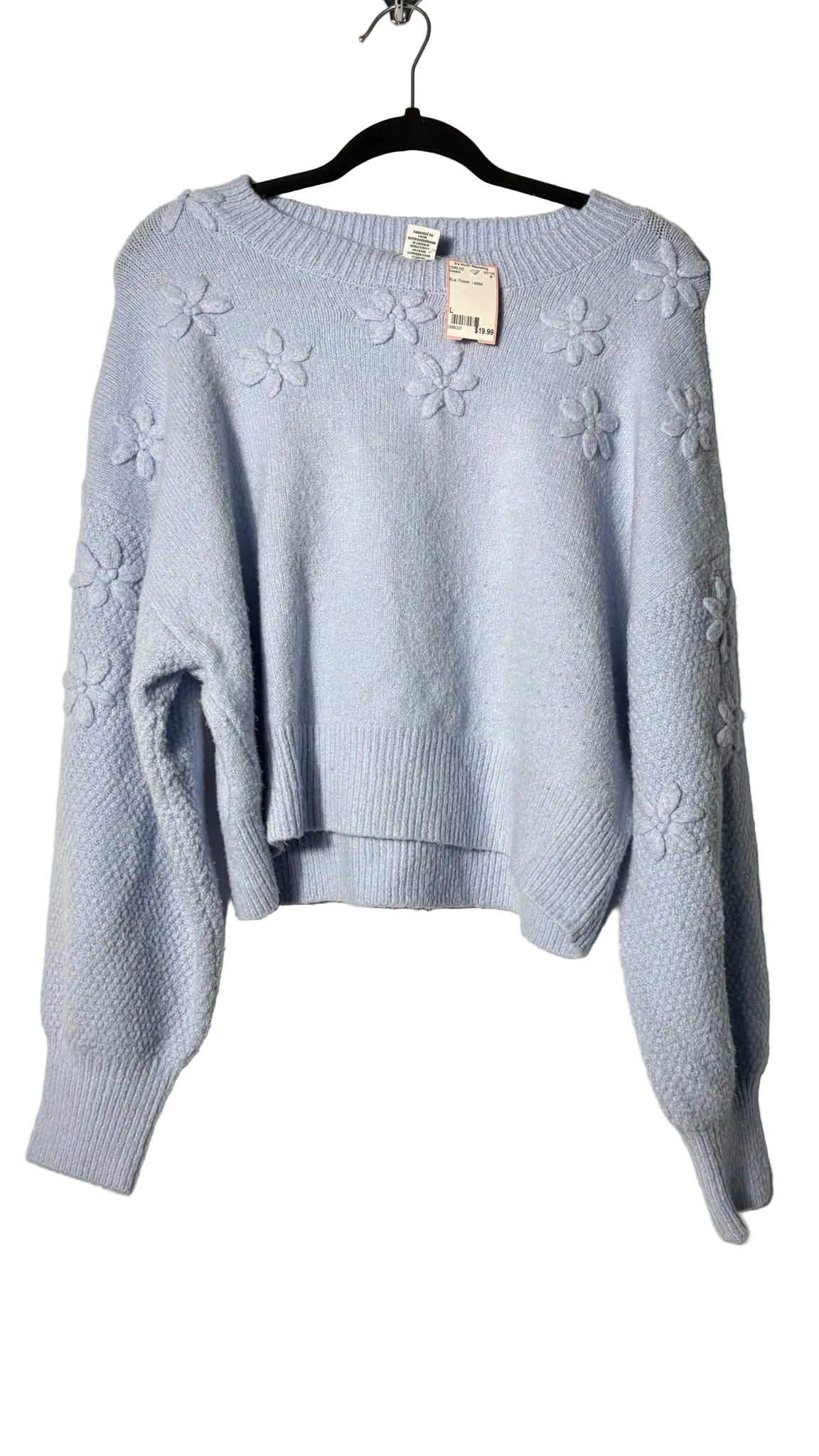 Size L Blue Flower Ladies Sweater
