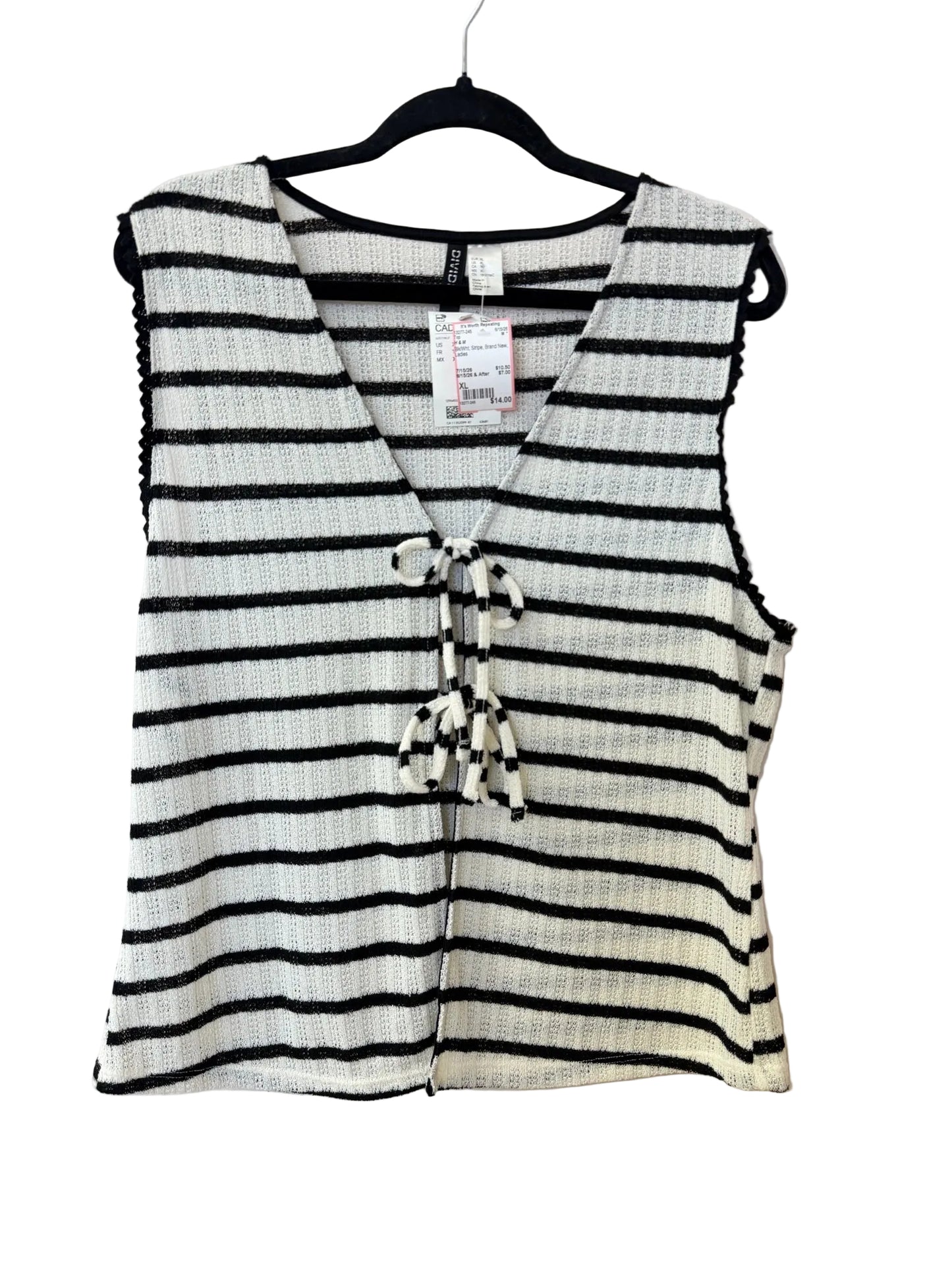 Size XL H & M Blk/Wht Stripe Brand New Ladies Top