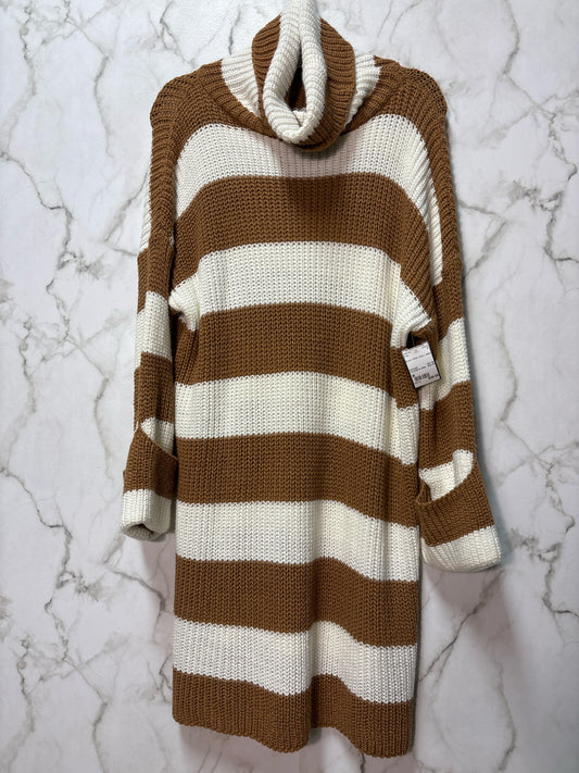 Size M Brown White Stripe Ladies Dress