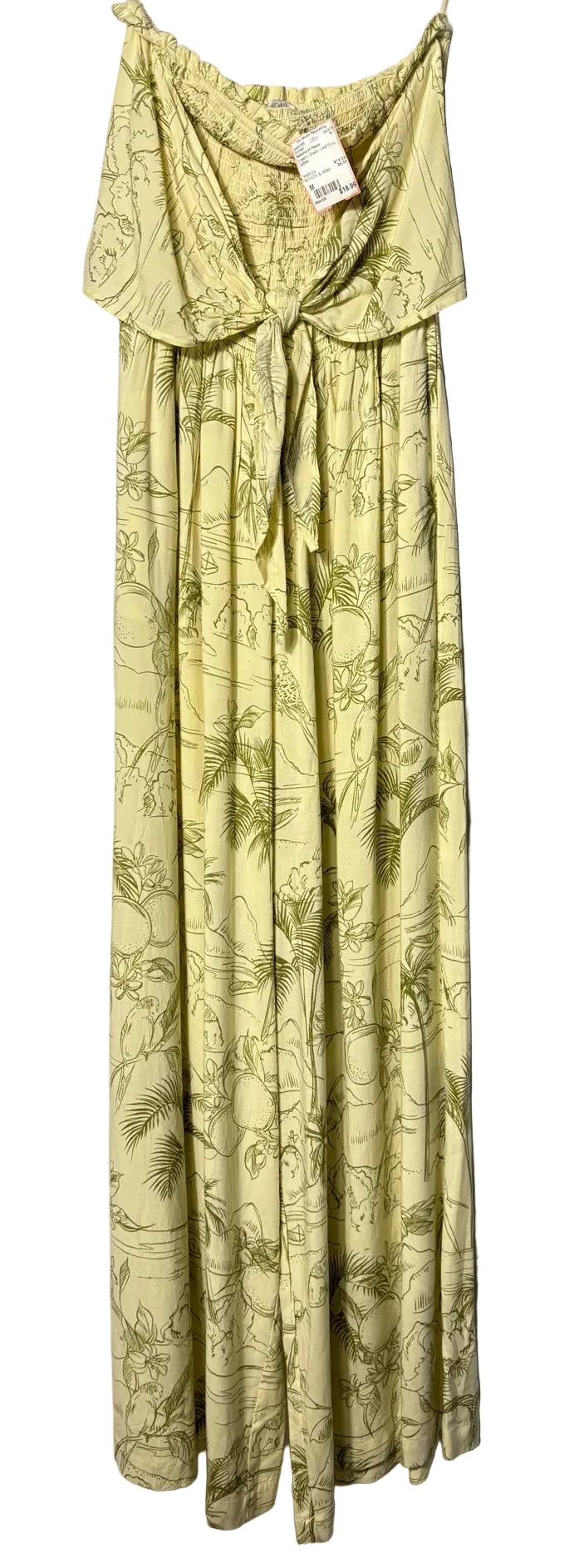 Size M Cream Patrons of Peace Green Leaf Print Ladies Romper