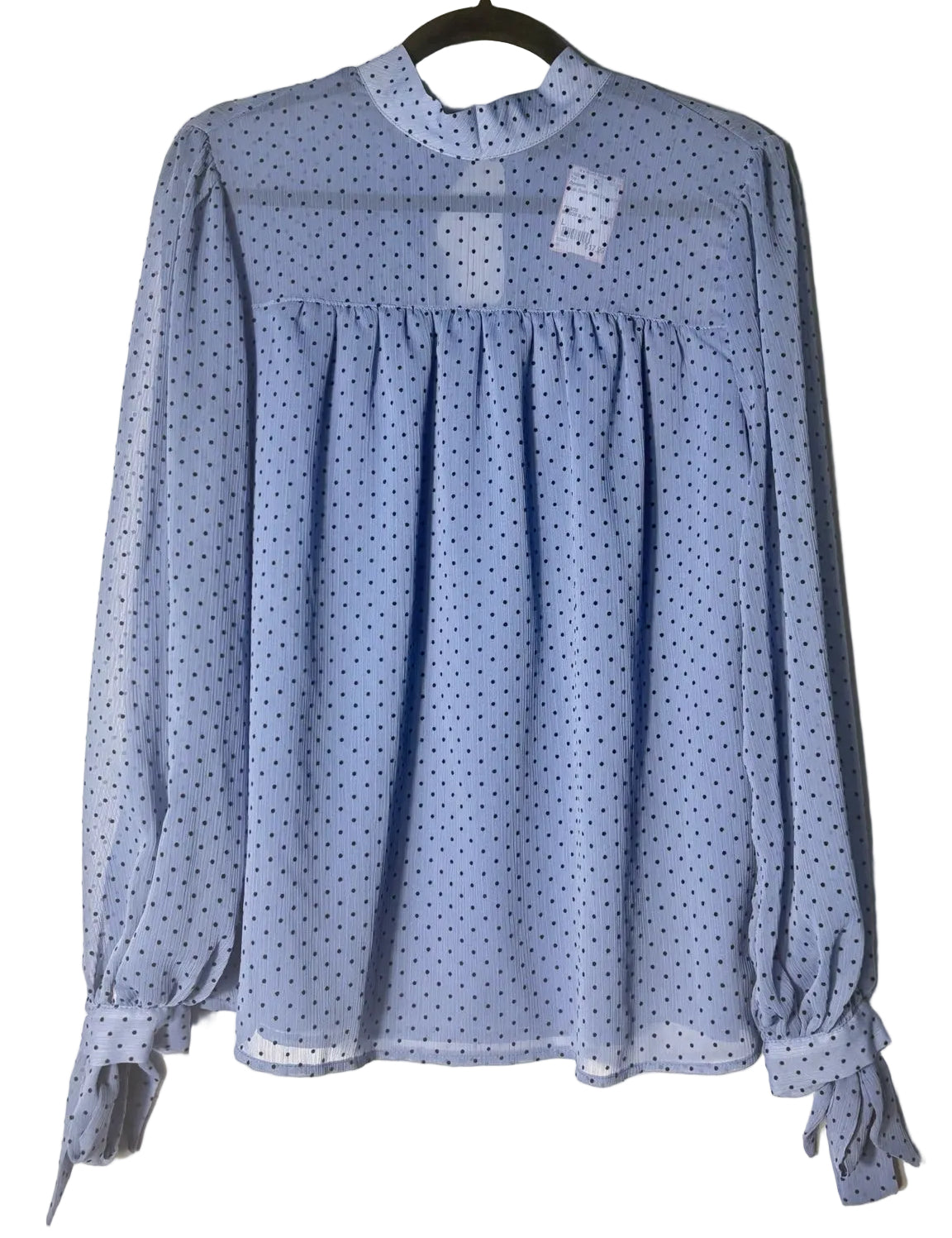 Size L Dynamite Blue Black Polka Dot Ladies Top