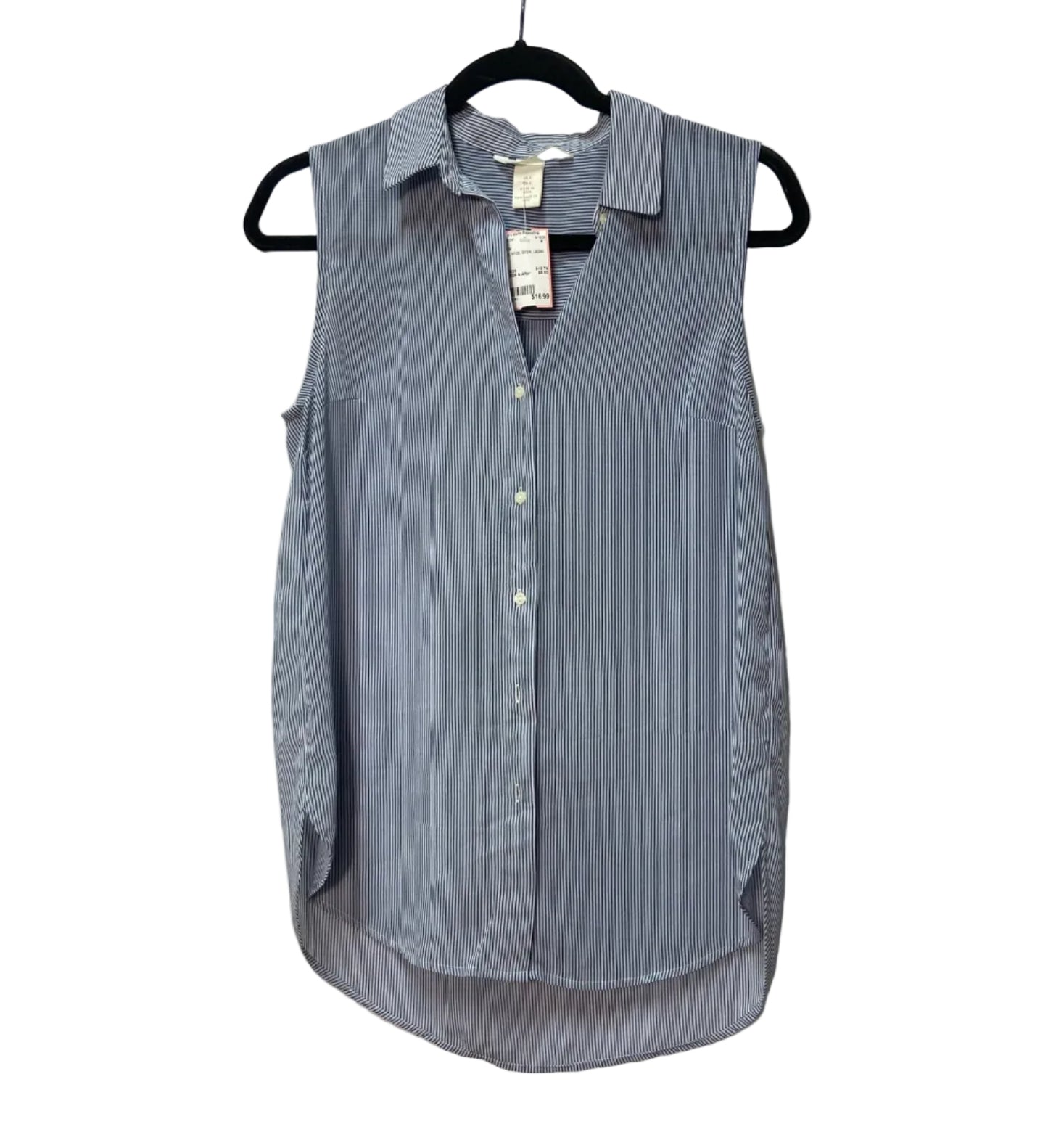 Size 2 H & M Blue White Stripe Ladies Top