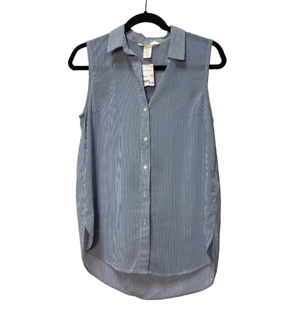 Size 2 H & M Blue White Stripe Ladies Top
