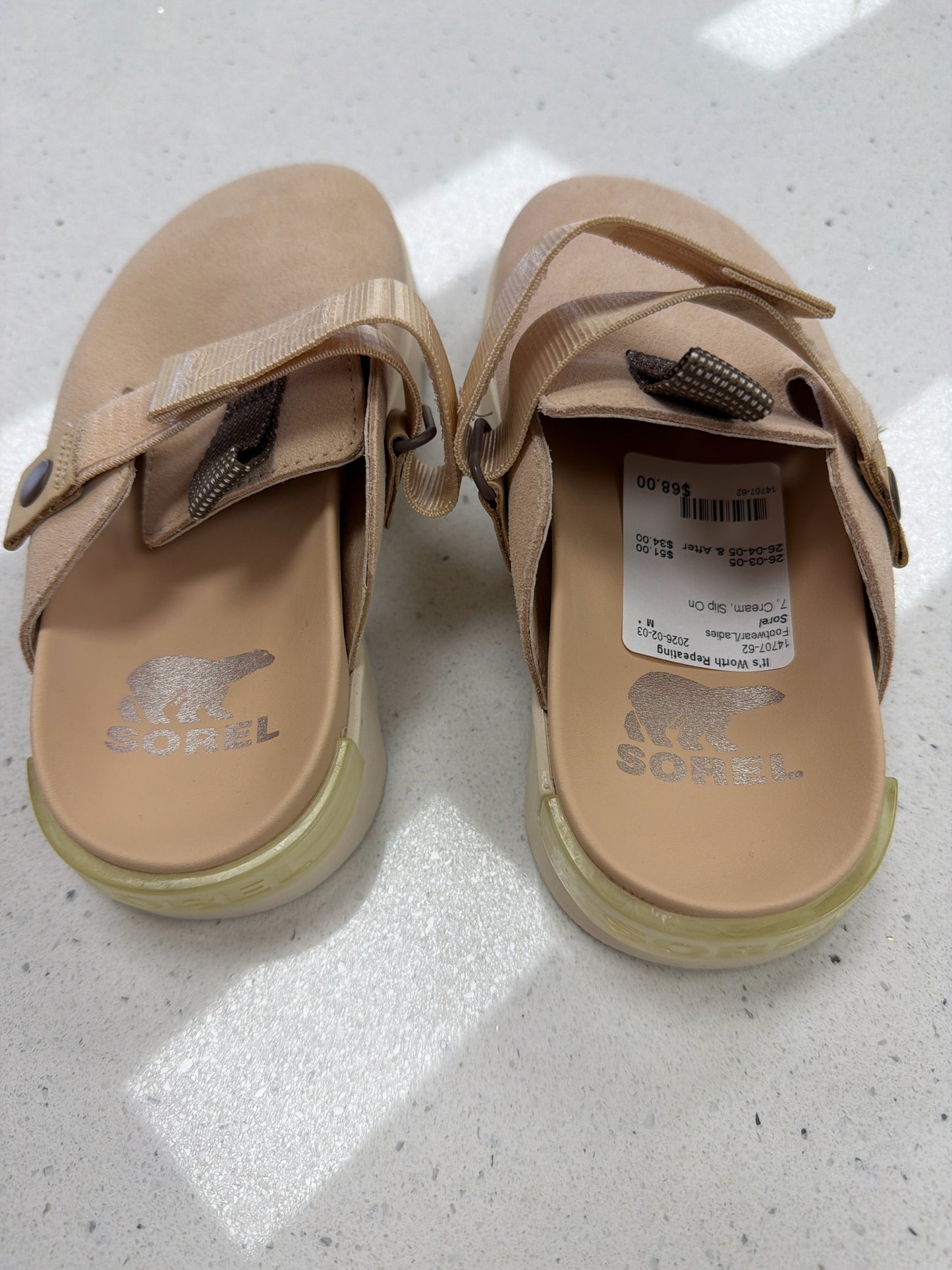 Sorel Cream Slip On Footwear/Ladies