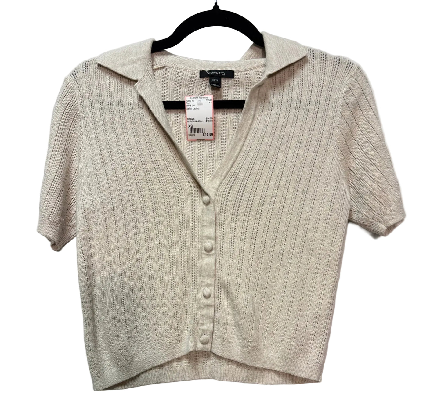 Size XS RW & CO Beige Ladies Top