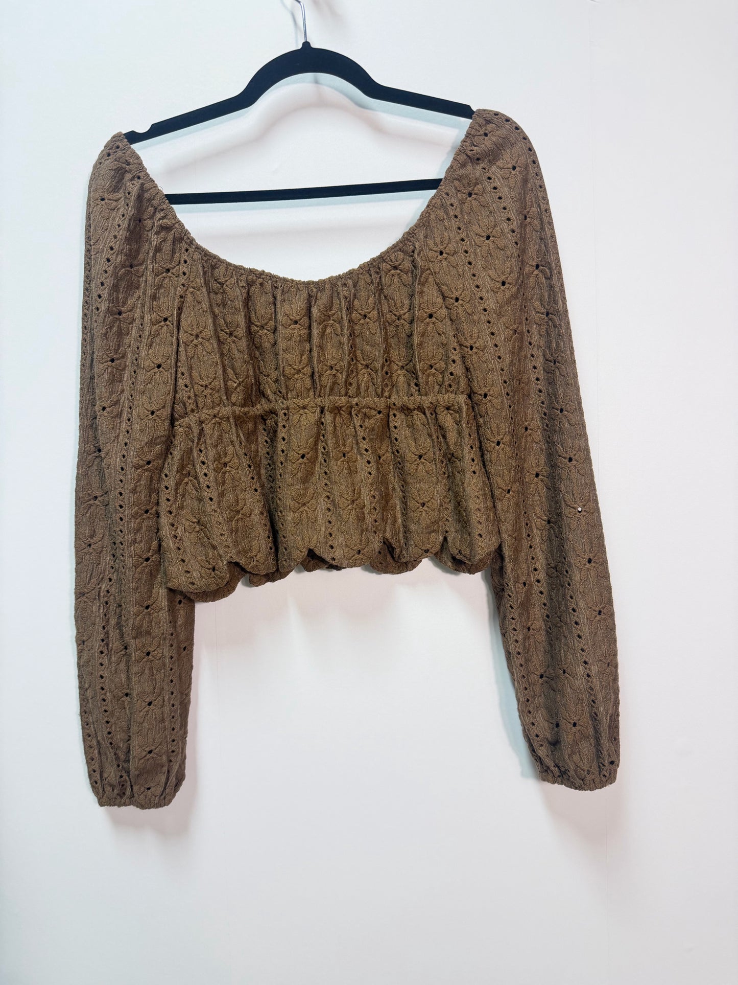 Size S Brown Eyelet Ladies Top