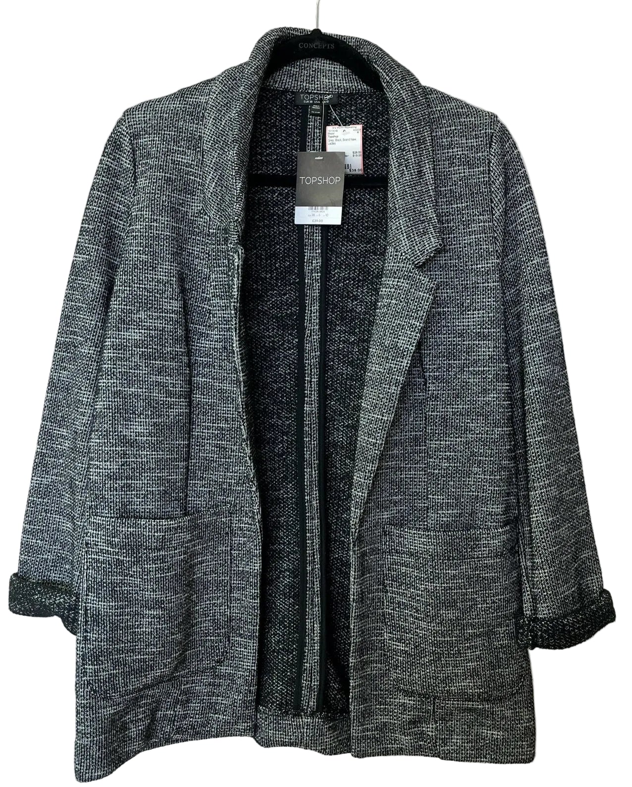 Grey Size 6 Topshop Black Brand New Ladies Blazer