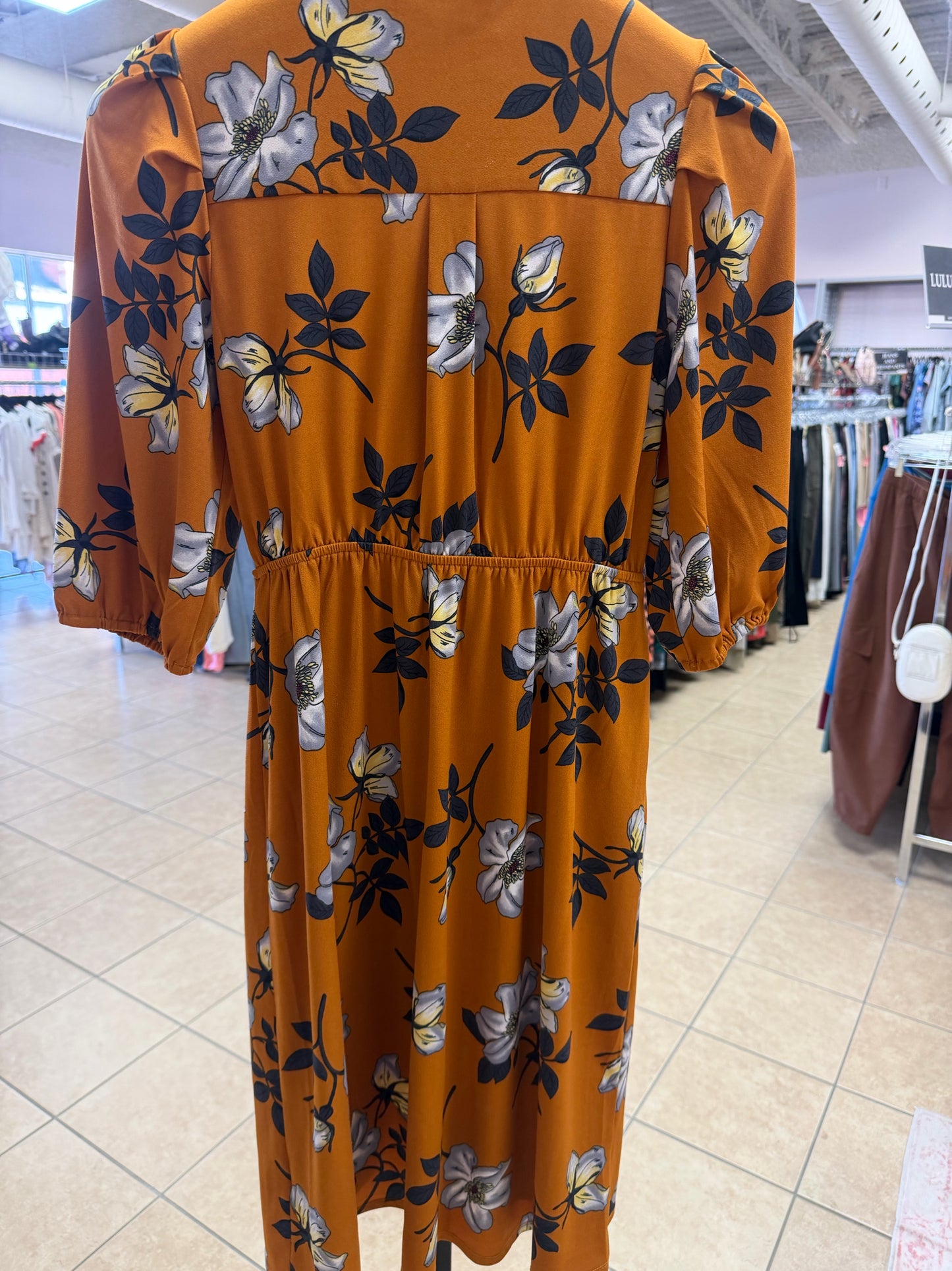 Size M Monteau Mustard Floral Ladies Dress