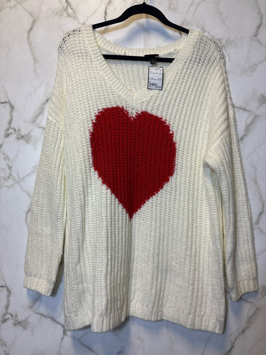 Size 2X Torrid Cream Red Hearts Ladies Top