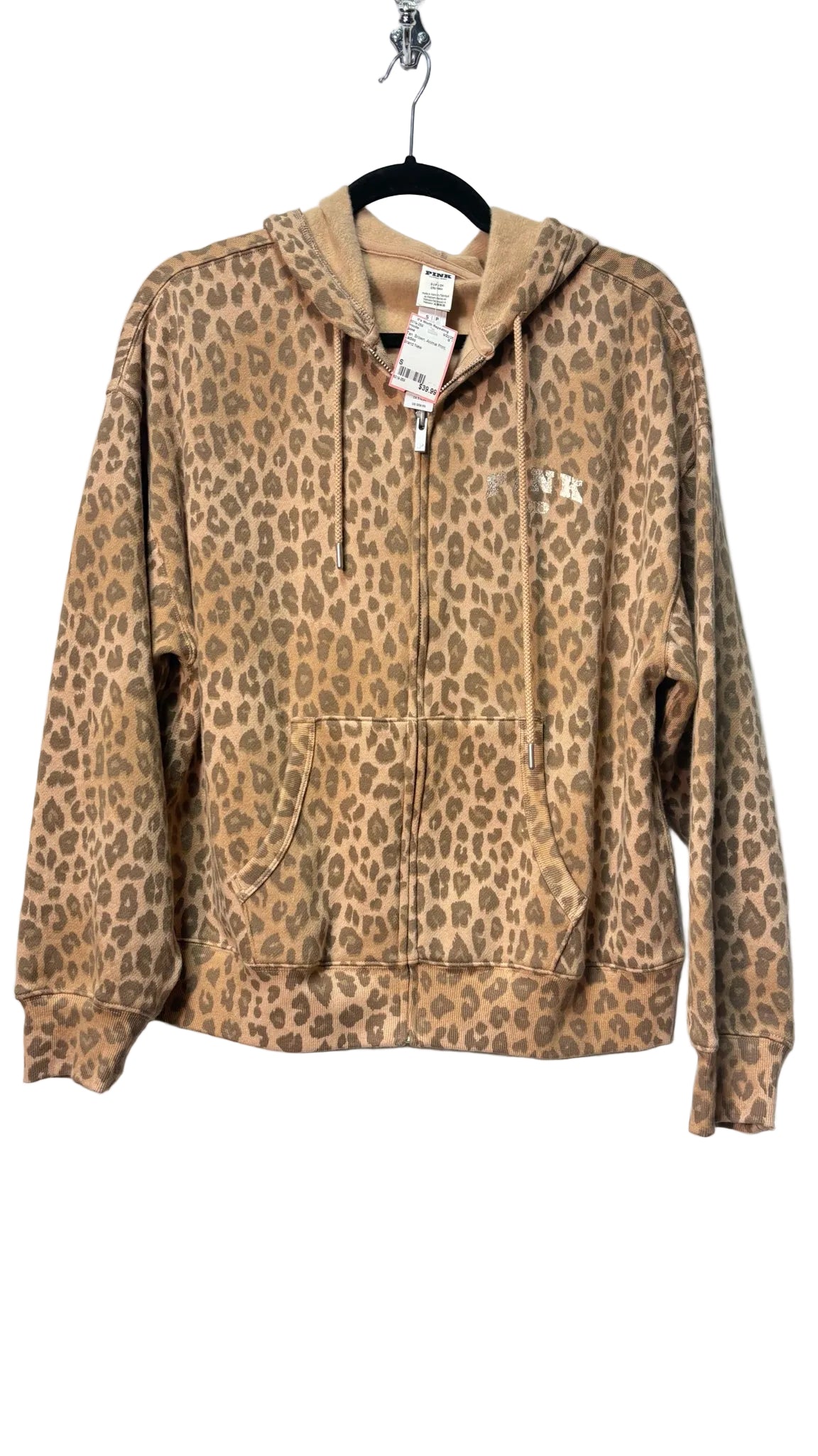 Size S pink Tan Brown Animal Print Ladies Hoodie