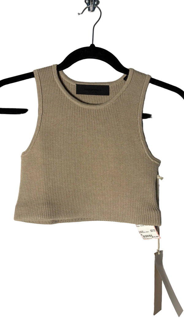 Size S Essentials Beige Ribbed Ladies Top