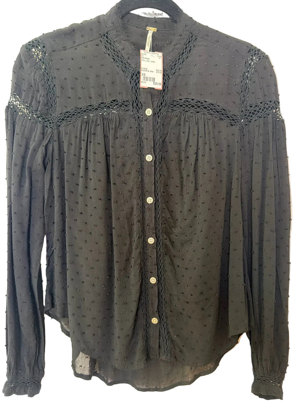 Size XS Free People Black Lace Ladies Top