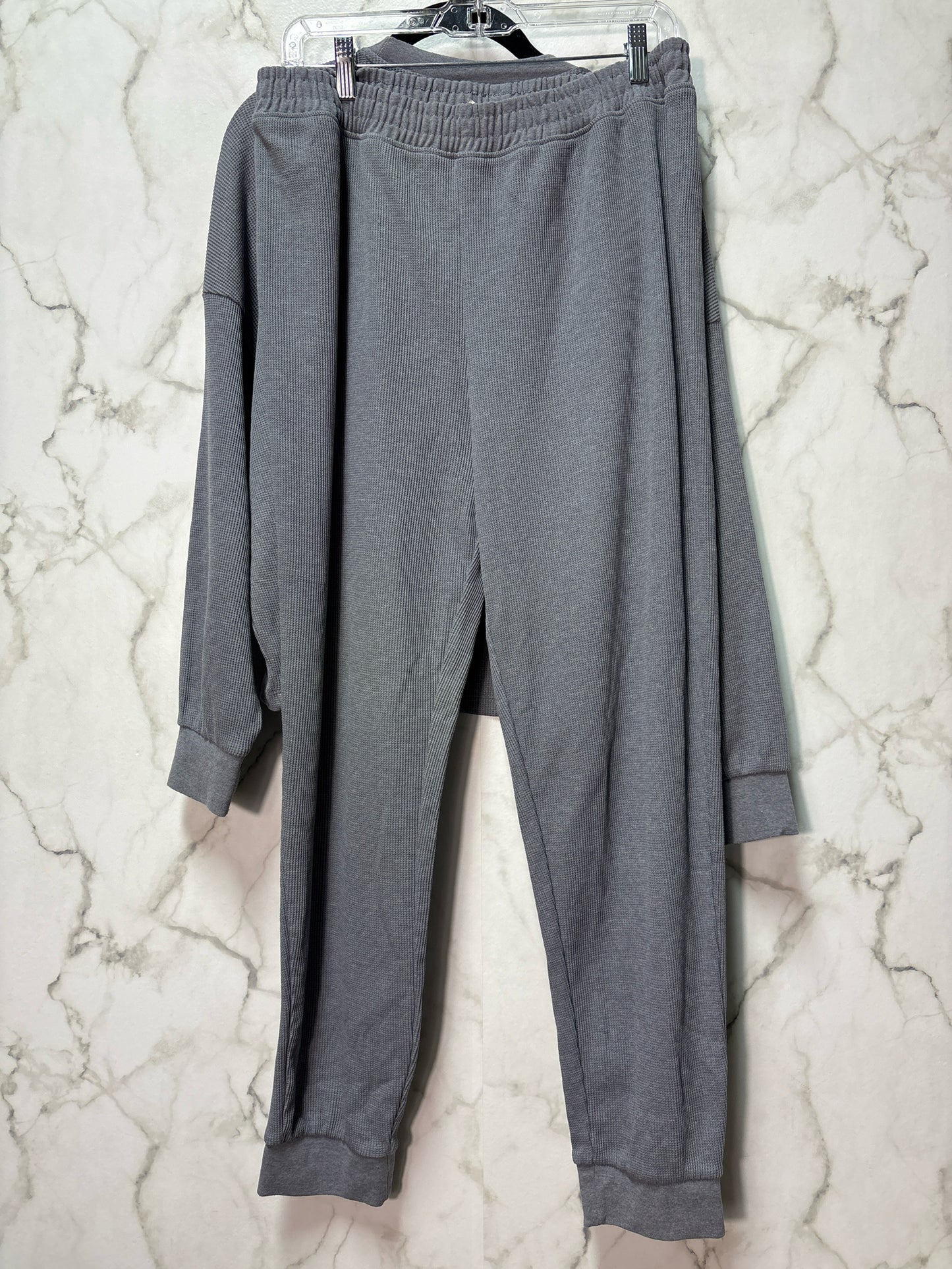 Size L H & M Blue Waffle Ladies 2 Part Top