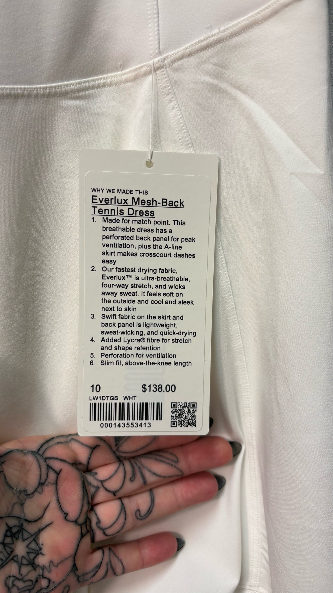 Size 10 Lululemon White Brand New Ladies Dress