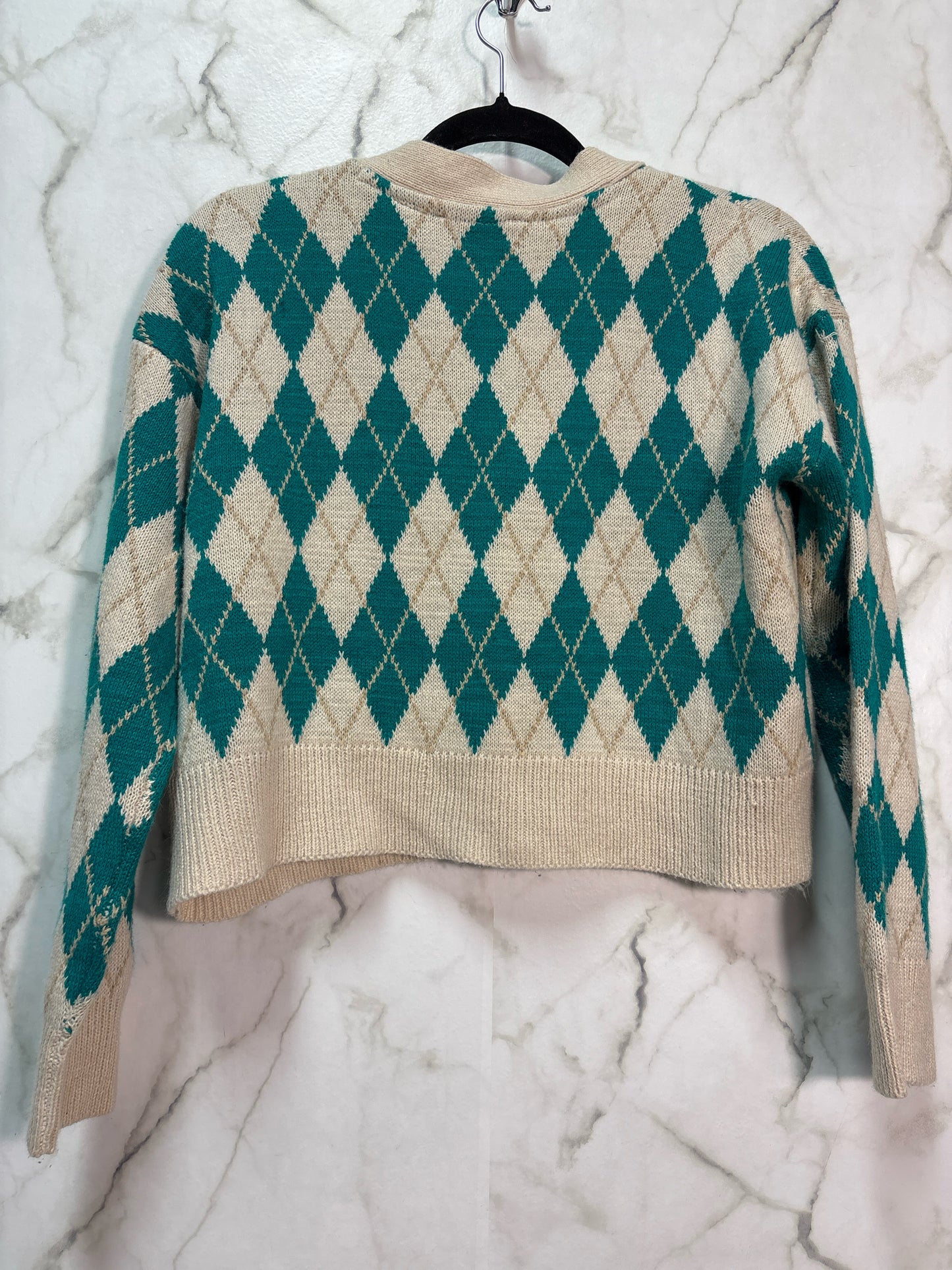 Size L Retrod Cream Green Ladies Top