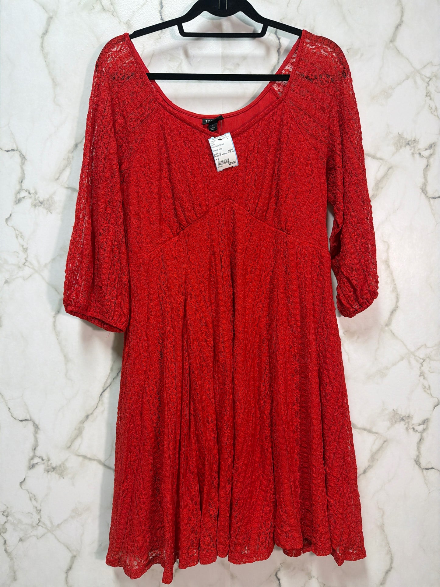Size 1X Torrid Red Lace Ladies Dress