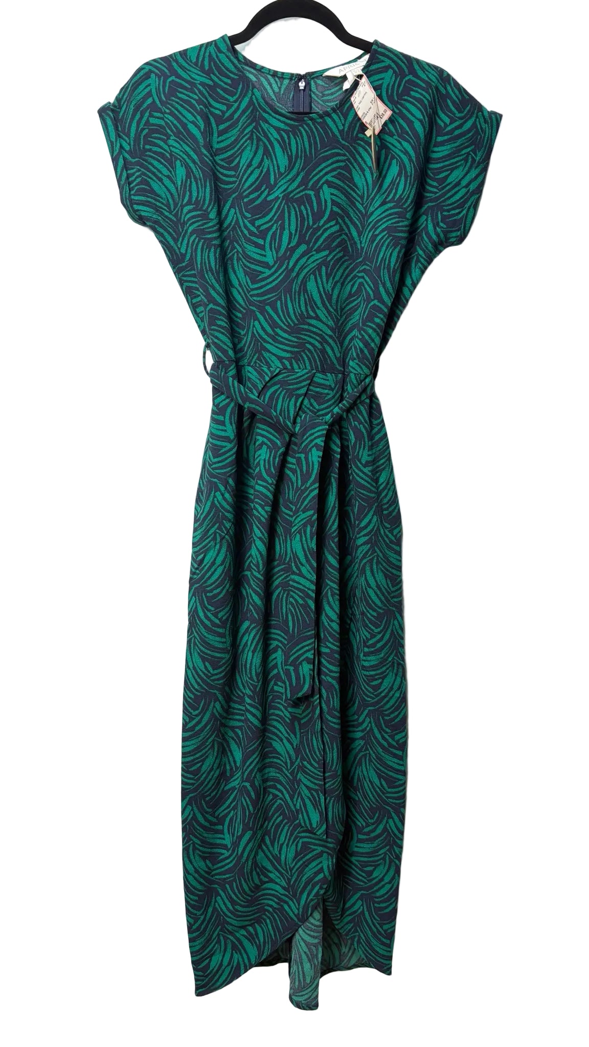Size S Green Navy Leaf Print Ladies Dress
