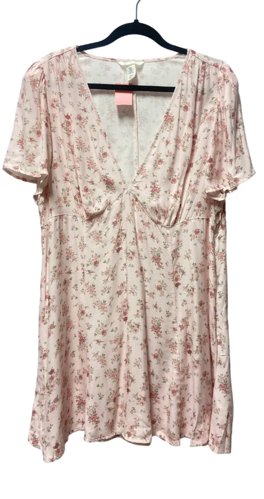 Size XL H & M Pink Green Floral Ladies Dress