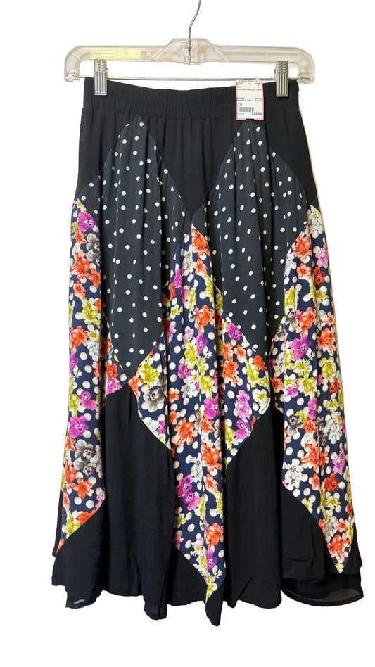 Size XS Maeve Black Multi Polka Dot Ladies Skirt
