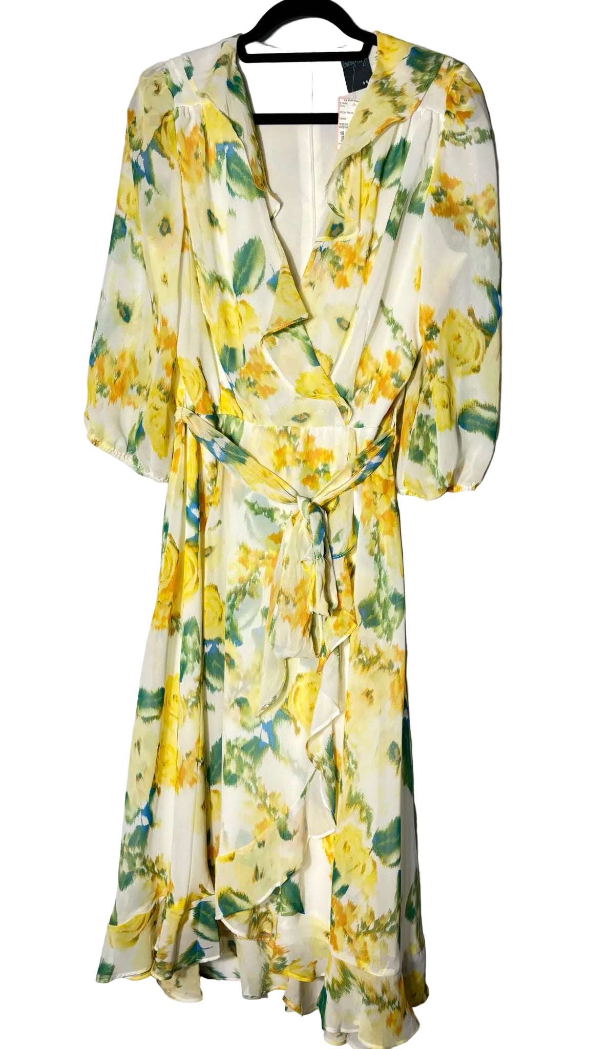 Size 16 White Yellow Floral Ladies Dress