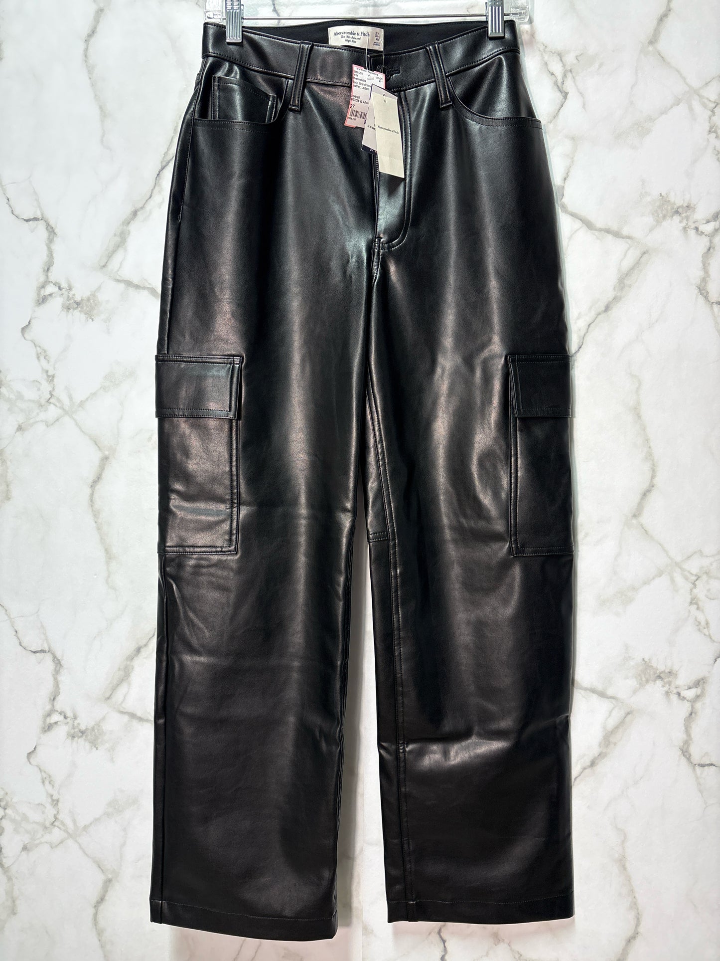 Size 27 Abercrombie Black Brand New Vegan Leather Ladies Pants