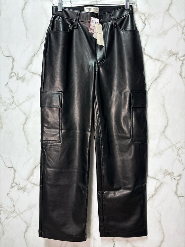 Size 27 Abercrombie Black Brand New Vegan Leather Ladies Pants