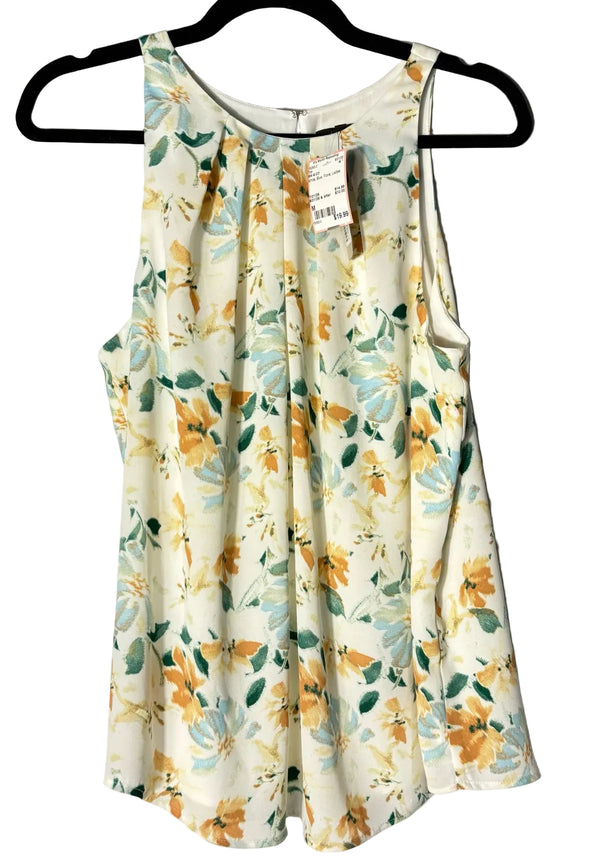 Size M RW & CO White Blue Floral Ladies Top