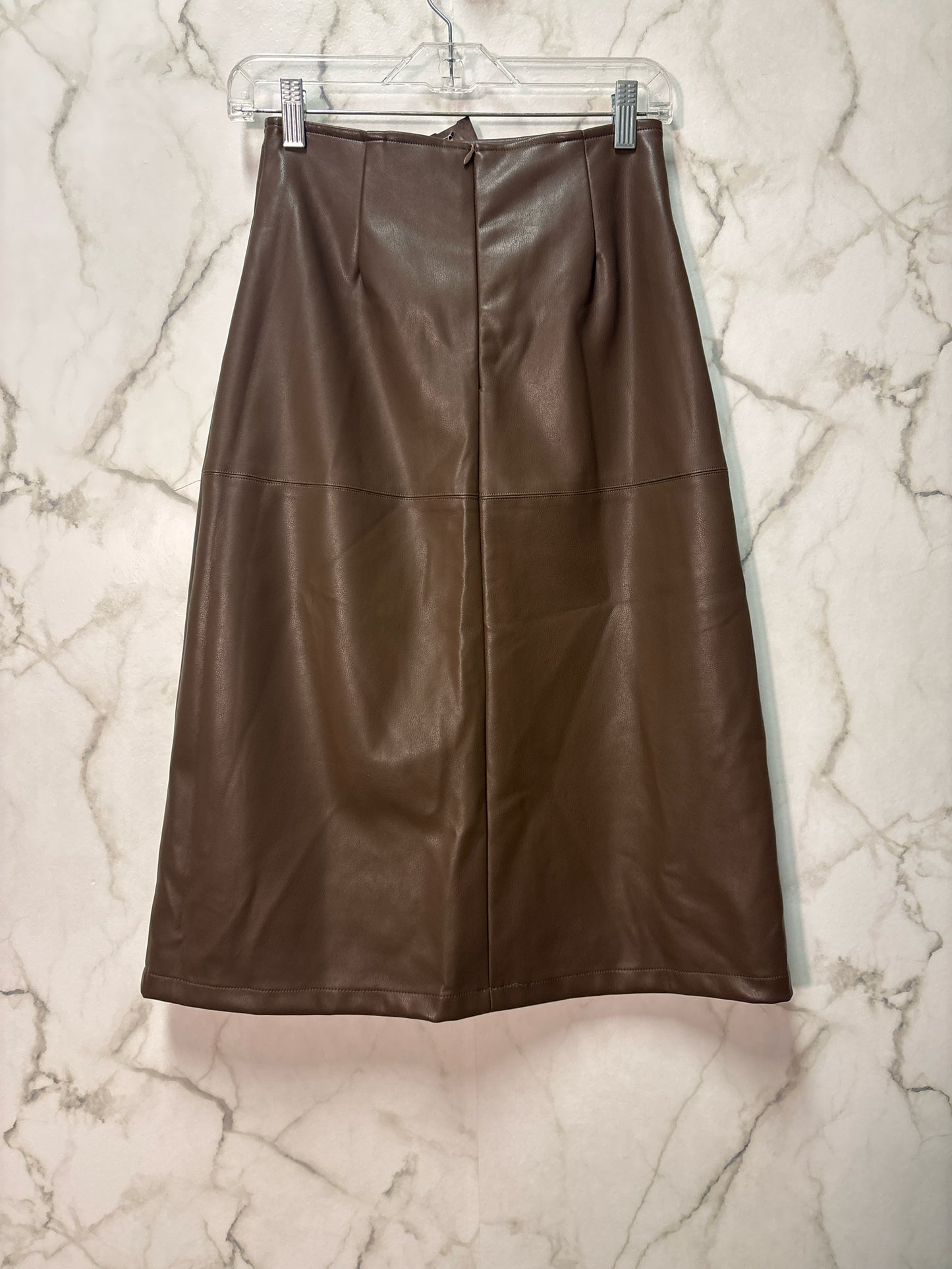Size XXS Pink Martini Brown Leather Ladies Skirt