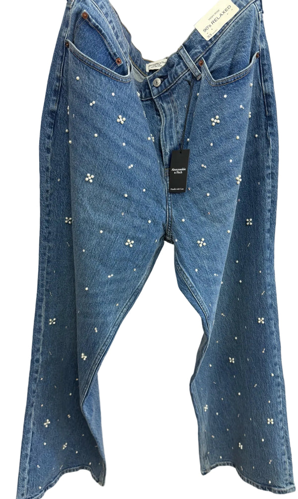 Size 33 Abercrombie Blue Silver Brand New Ladies Jeans