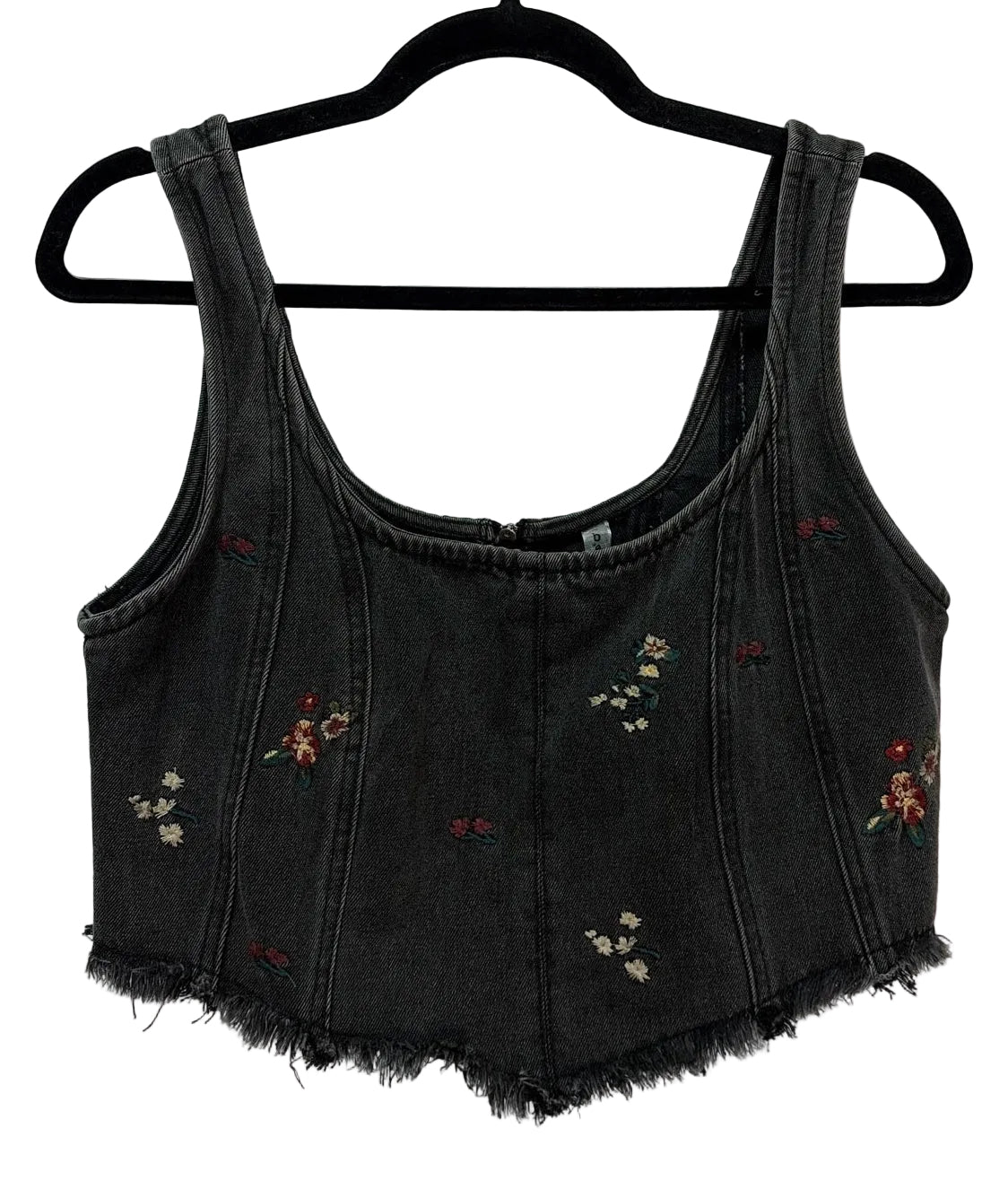Size L Black Denim Floral Ladies Top