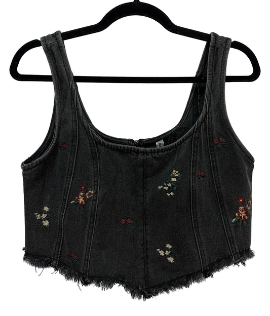 Size L Black Denim Floral Ladies Top