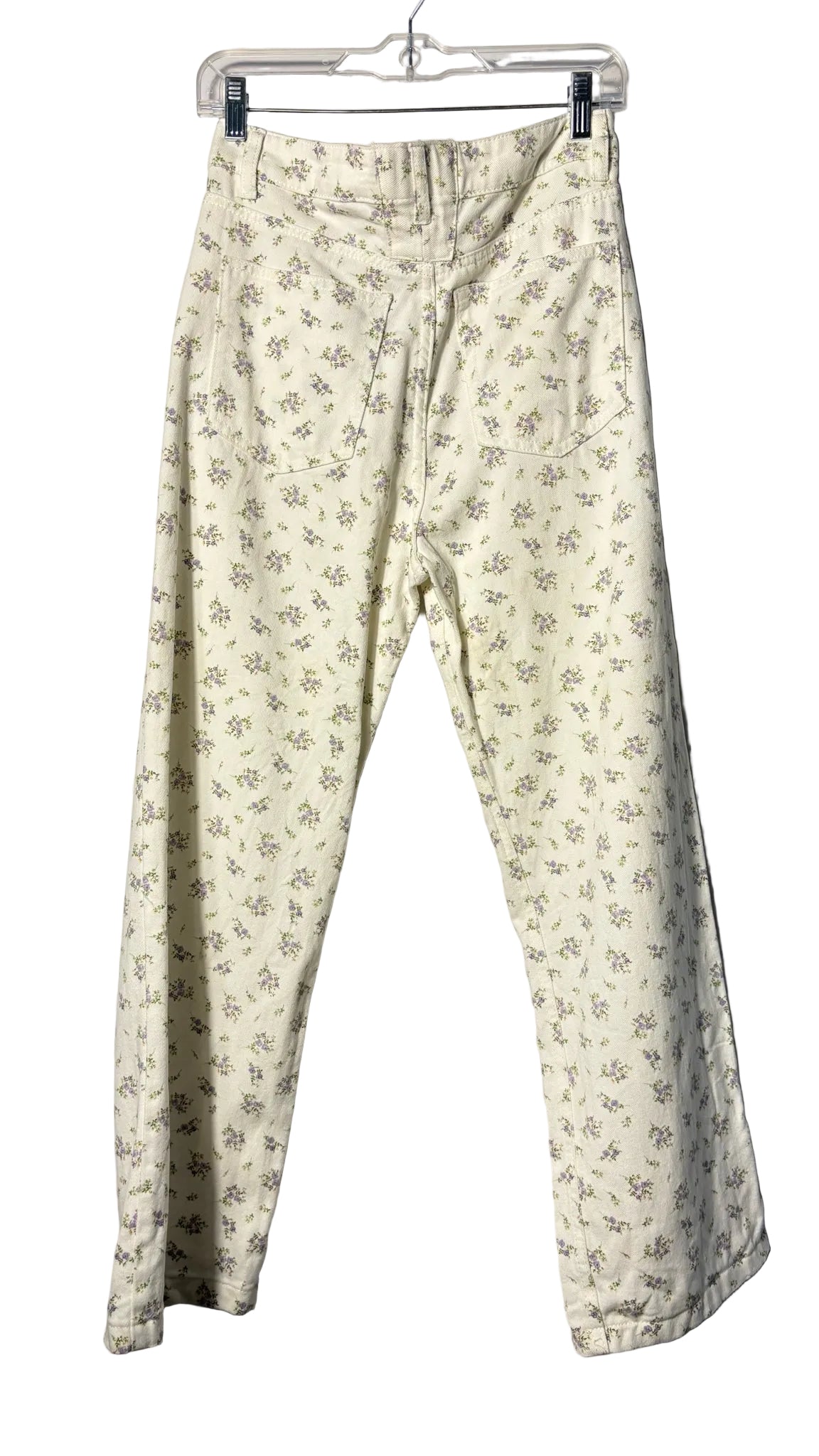 Size M White Multi Floral Ladies Jeans