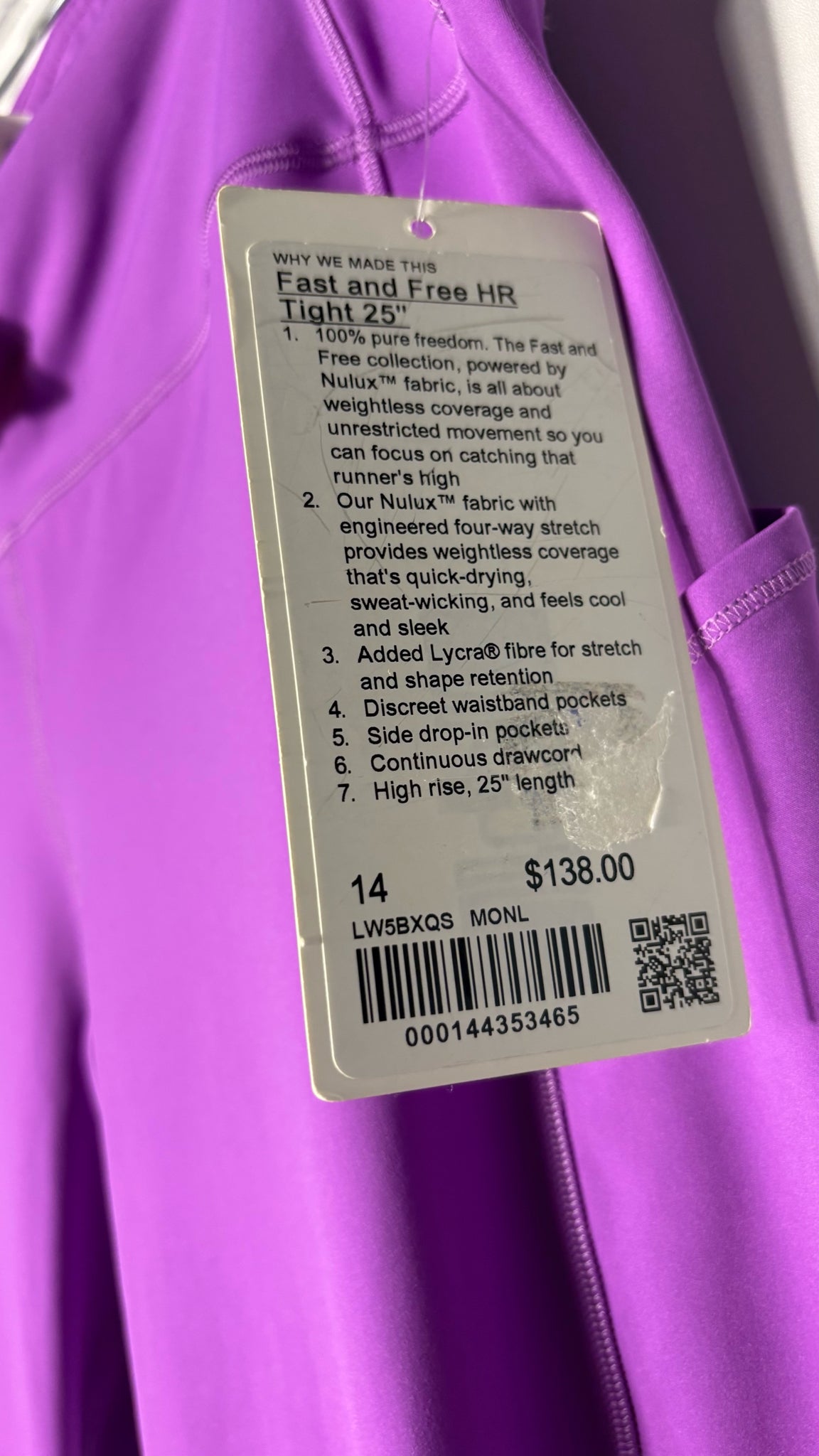 Size 14 Lululemon Purple Brand New Ladies Pants