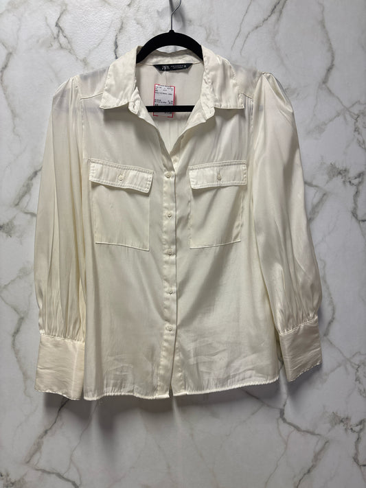 Size XS Zara White Puff Sleeve Ladies Top