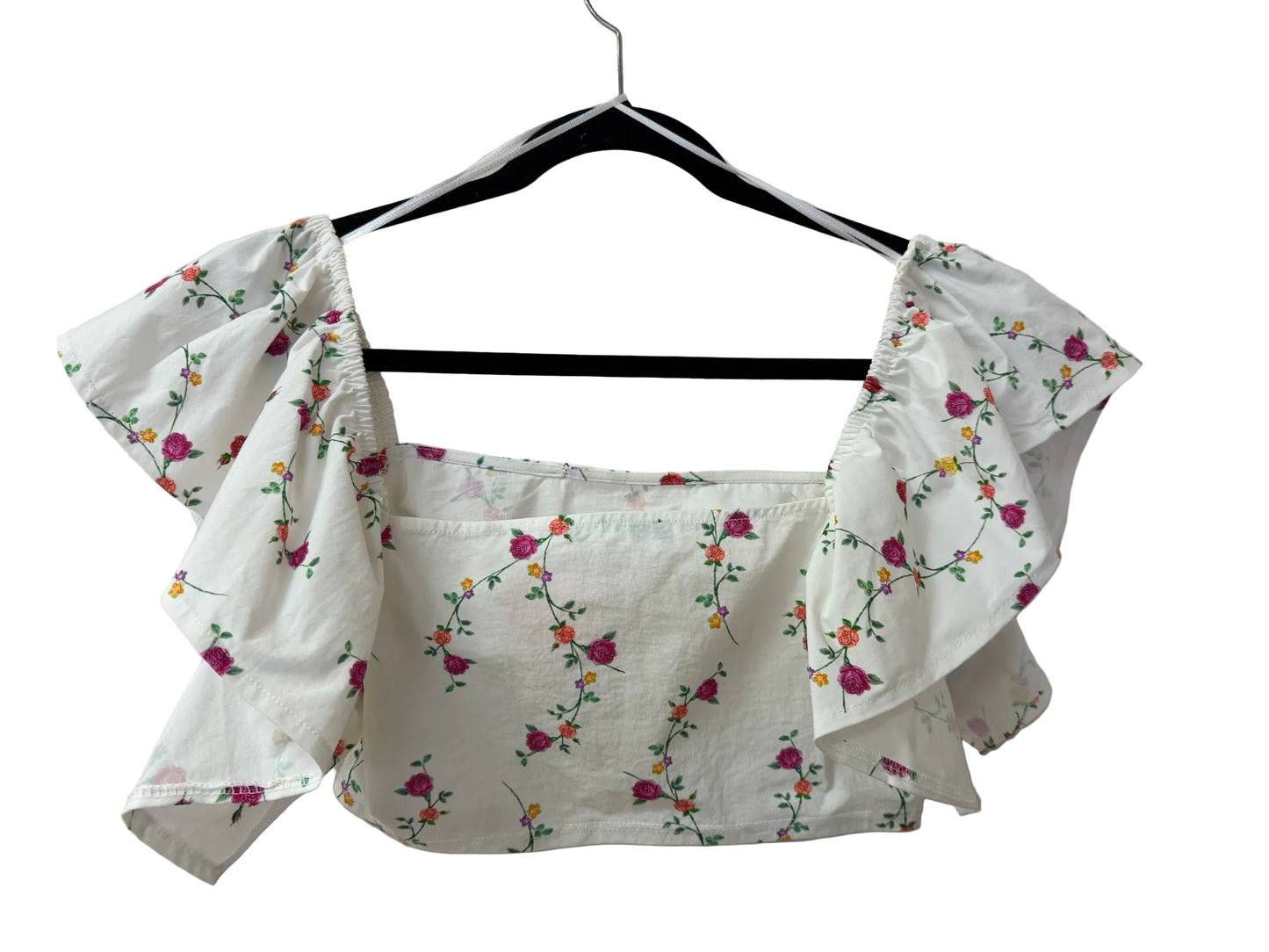 Size M Zara White Pink Floral Ladies Top